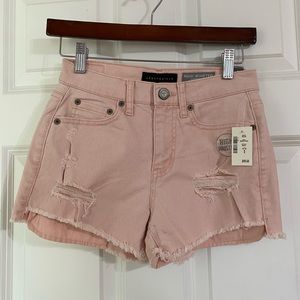 High-Waisted Color Wash Destroyed Denim Shorty Shorts
